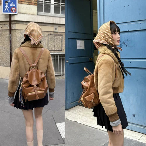 미우 미우 레더 백팩 카멜 (5BZ042) (민니 착용) · 김** 고객님