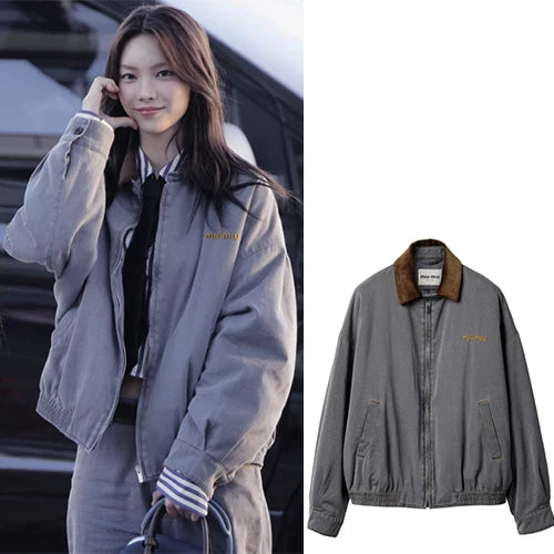 미우미우 벨벳 칼라 샴브레이 자켓 그레이 (윤아,지다 착용) · 이** 고객님