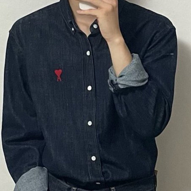 (국내배송, 당일출고) 아미 스몰하트 데님 셔츠 ~2Color~